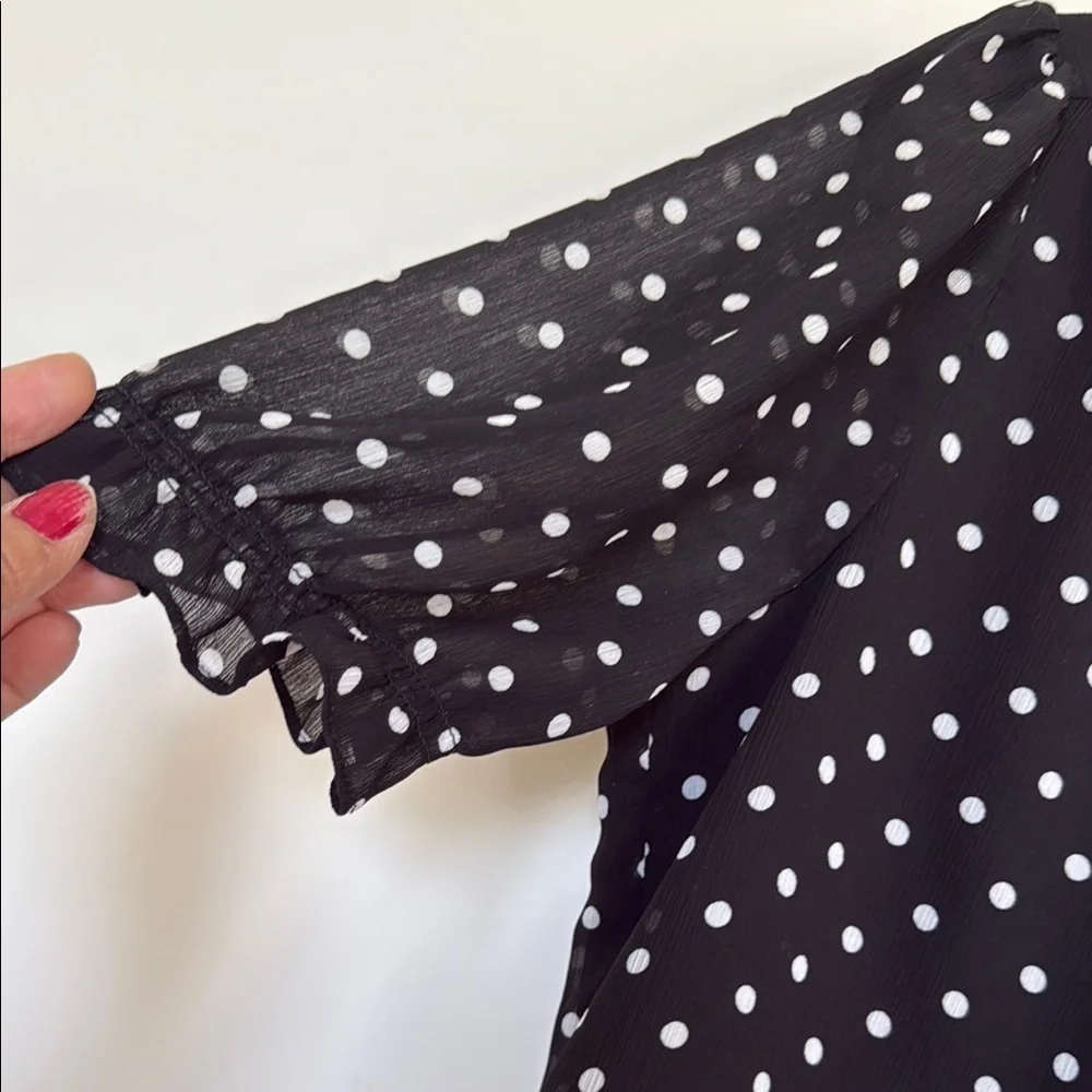 J. Crew Black and White Flutter Sleeve Blouse